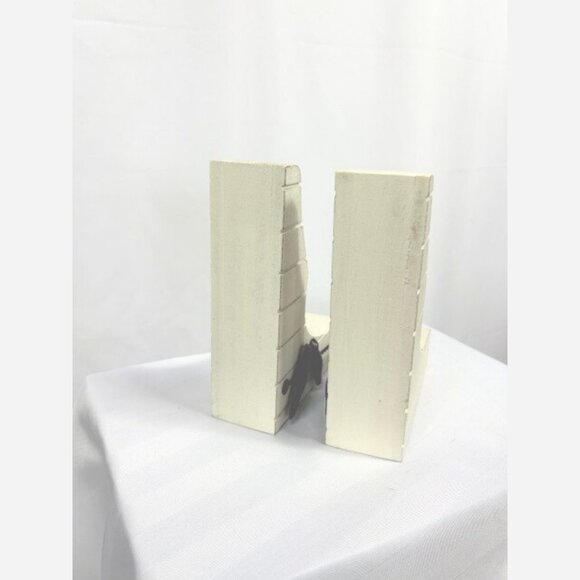 Birds on a Wire Bookends – Rustic White Wood & Metal Set of 2 - Picture 10 of 10